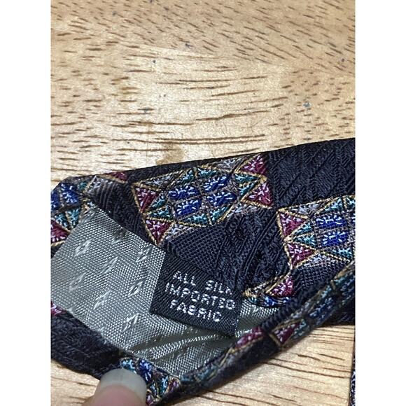 Vintage Givenchy Monsieur Designer Luxury 100% Silk Men's Tie Blue Made in USA - Picture 5 of 5